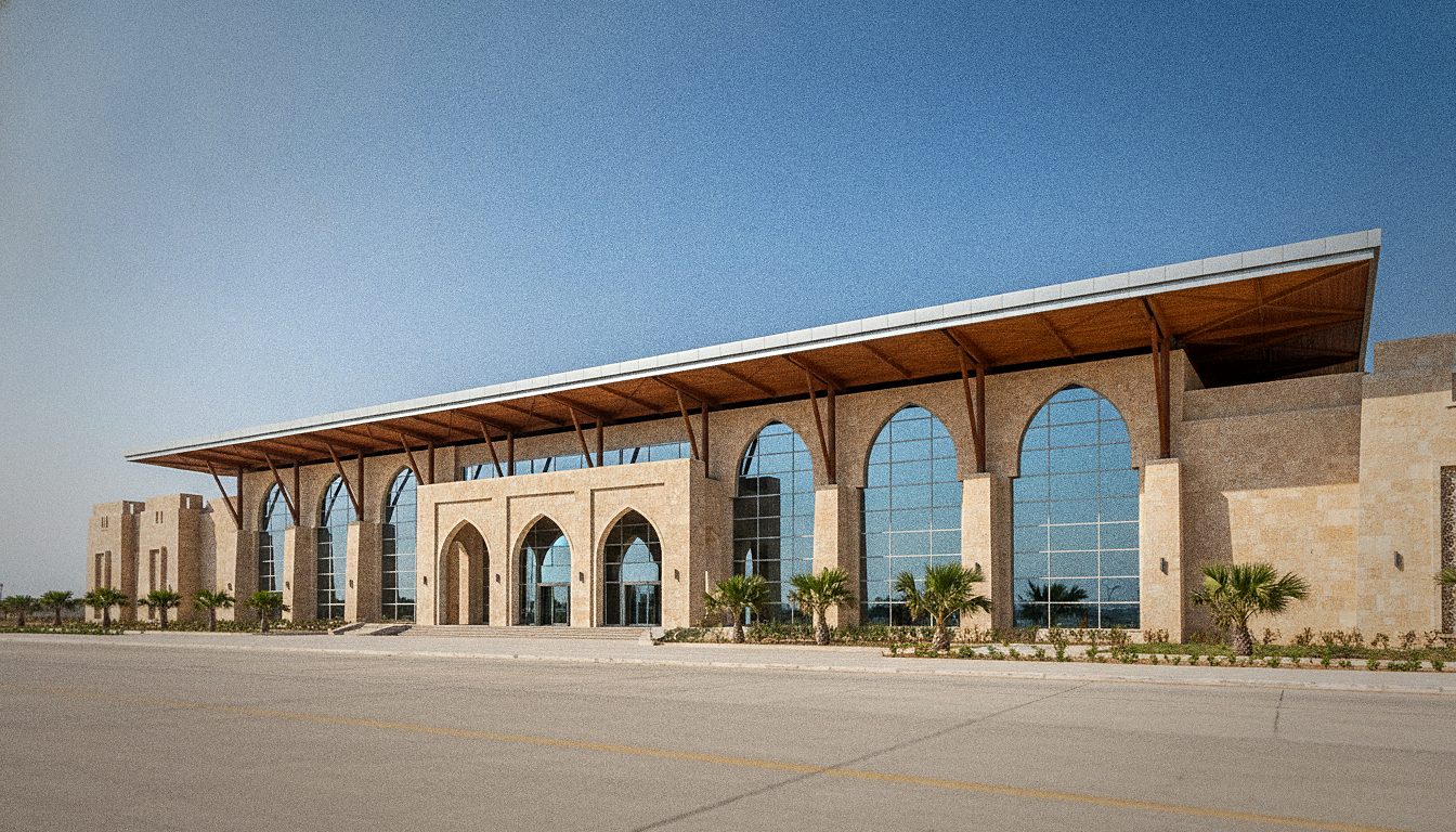 Façade du Terminal 3 de l'Aéroport de Zanzibar de jour